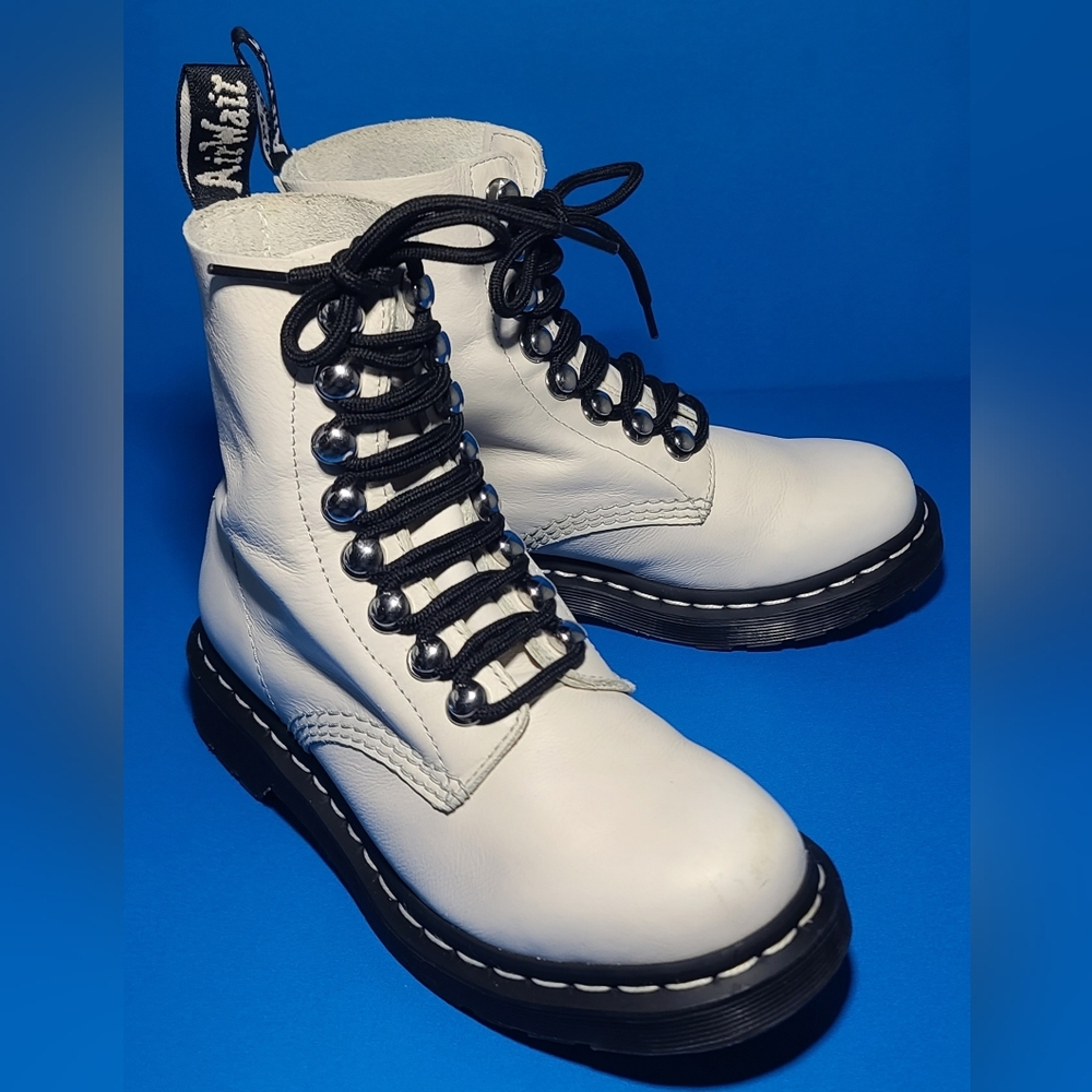 Dr. Martens 1460 Pascal Women's HRDW Combat Boots - Bone White Leather